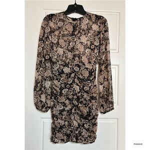 Zara Sheer Floral Ruched Mini